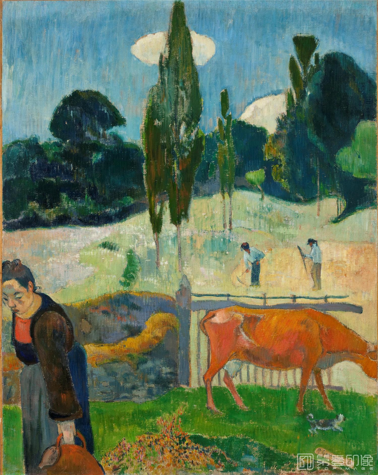 油画-美国洛杉矶国家美术馆-Paul Gauguin-The Red Cow-217